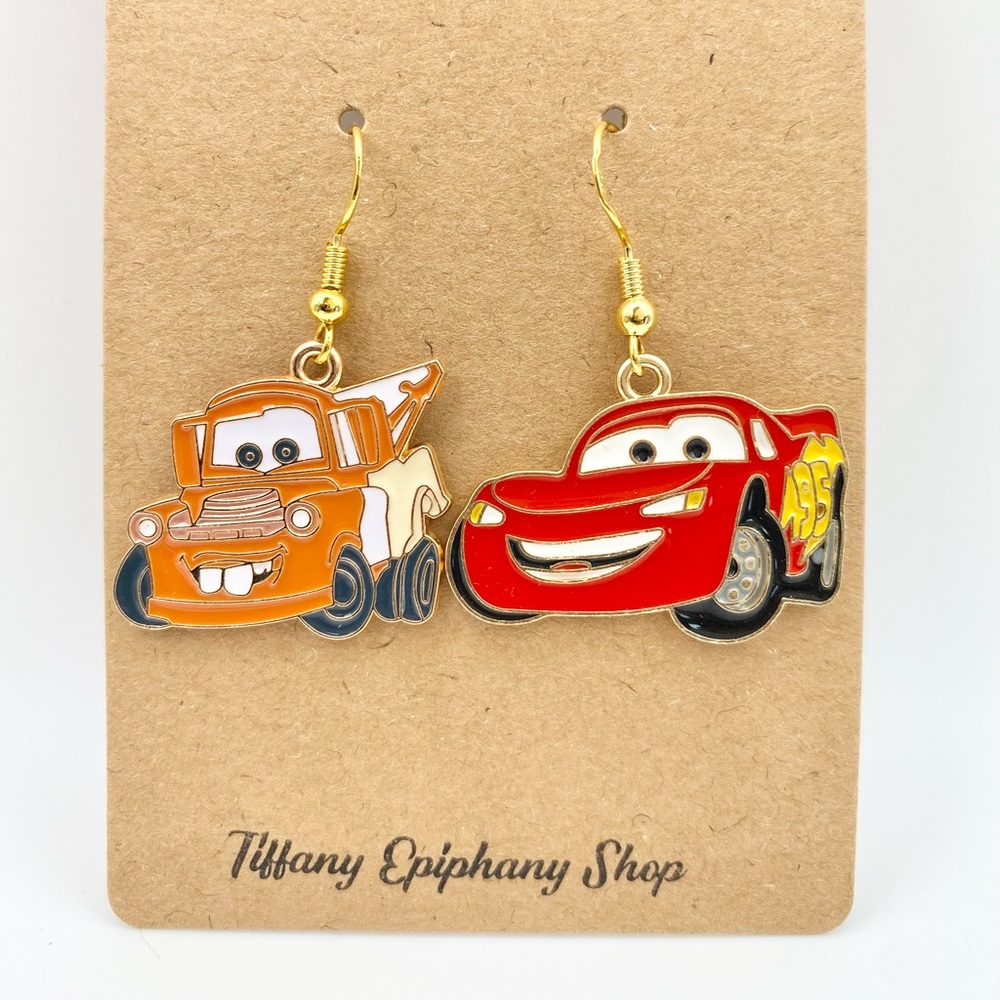 Pixar inspired Lightning McQueen and Mater earrings from Cars NWT - Picture 17 of 17